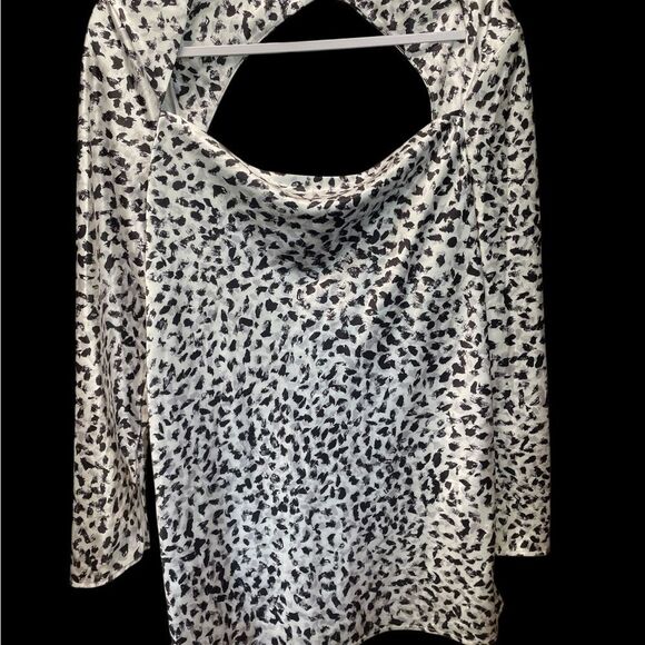 C/MEO Collective Black and Cream Asymmetrical Long Sleeve Dress Small - Picture 6 of 9